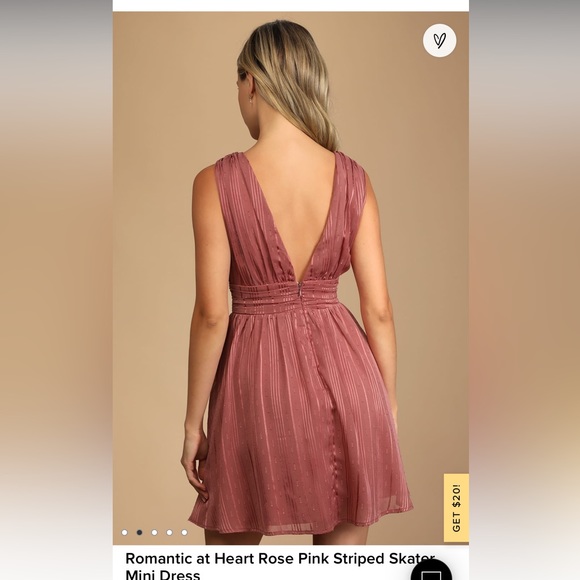 Lulus Romantic at Heart Rose Pink Striped Skater Mini Dress - Picture 7 of 8